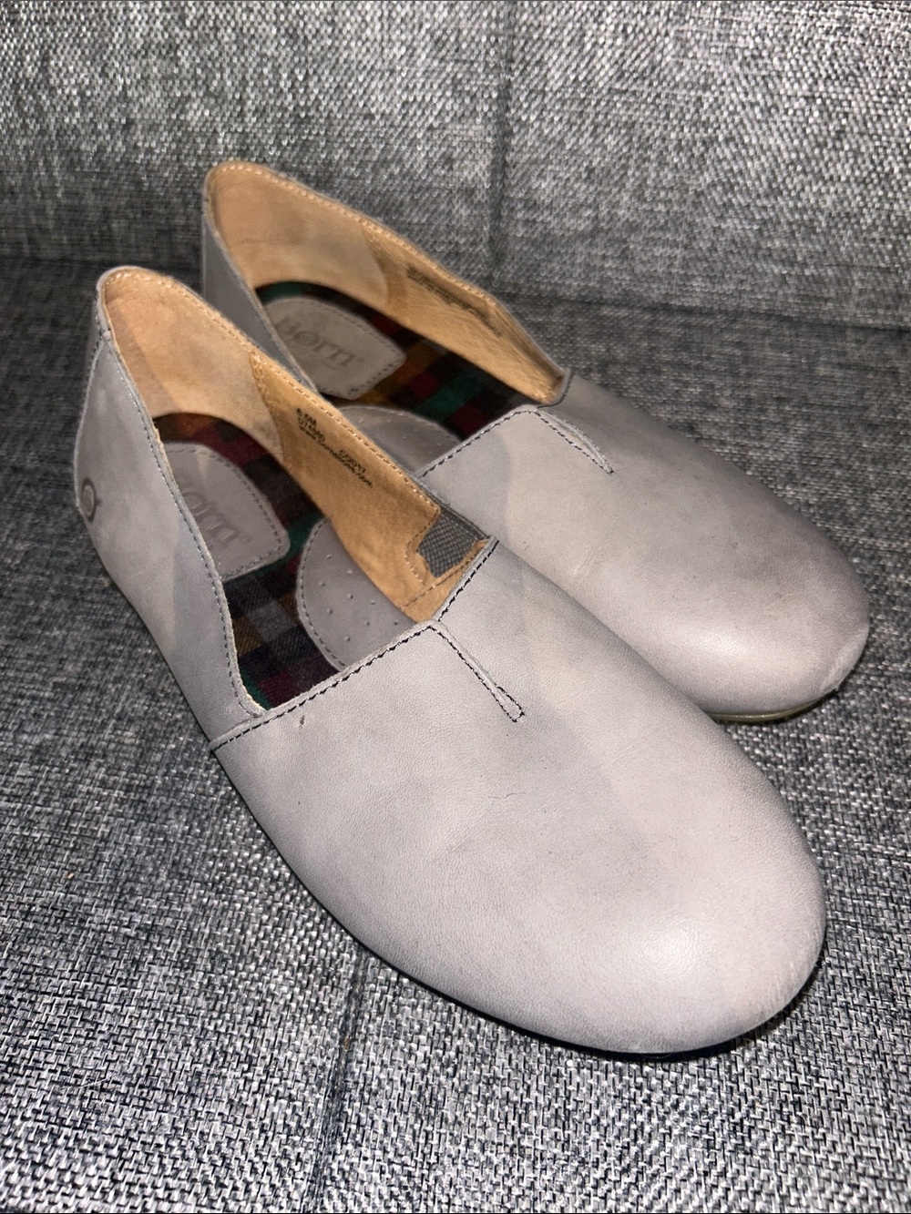 Born Gray Slip-On Leather Flats